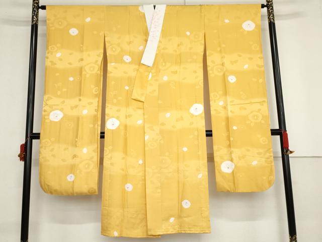 平和屋着物●振袖用長襦袢　無双仕立て　絞り　椿　暈し染め　金彩　半衿刺繍　正絹　逸品　AABF9066cs