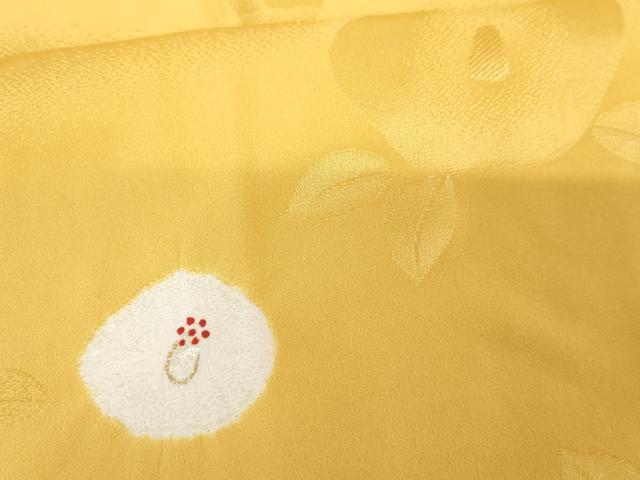 平和屋着物●振袖用長襦袢　無双仕立て　絞り　椿　暈し染め　金彩　半衿刺繍　正絹　逸品　AABF9066cs