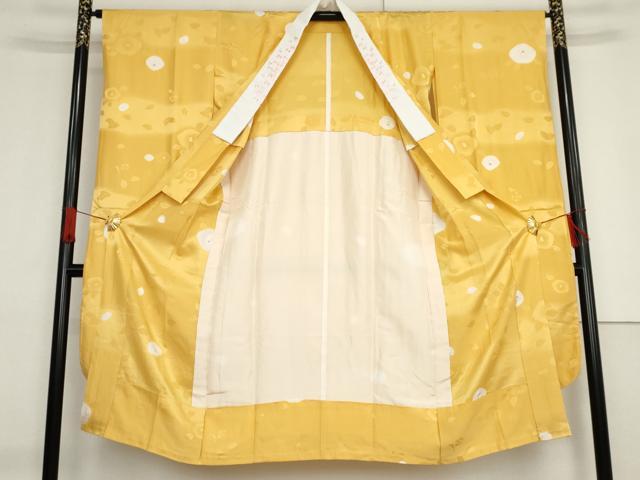 平和屋着物●振袖用長襦袢　無双仕立て　絞り　椿　暈し染め　金彩　半衿刺繍　正絹　逸品　AABF9066cs