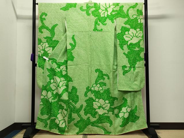 平和屋着物●豪華振袖 総絞り 花唐草文 正絹 逸品 CABC8057gh