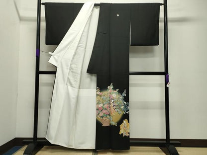 平和屋着物●豪華黒留袖 友禅 作家物 人物花文 暈し染め 正絹 逸品 CABC8121gh