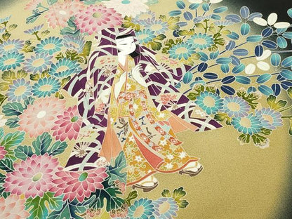 平和屋着物●豪華黒留袖 友禅 作家物 人物花文 暈し染め 正絹 逸品 CABC8121gh