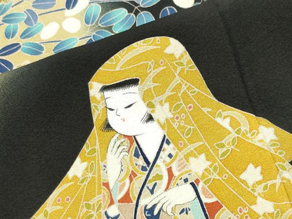 平和屋着物●豪華黒留袖 友禅 作家物 人物花文 暈し染め 正絹 逸品 CABC8121gh