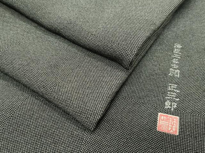 平和屋着物●伝統工芸士 関正三郎 江戸小紋 角通し 行儀 黒地 正絹 逸品 CABC8128gh