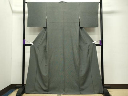 平和屋着物●伝統工芸士 関正三郎 江戸小紋 角通し 行儀 黒地 正絹 逸品 CABC8128gh