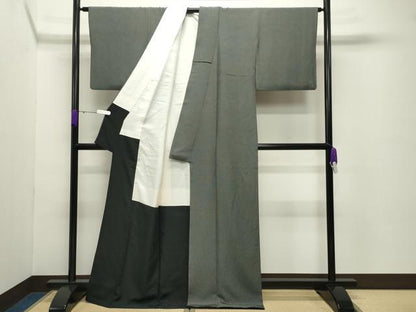 平和屋着物●伝統工芸士 関正三郎 江戸小紋 角通し 行儀 黒地 正絹 逸品 CABC8128gh