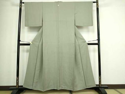 平和屋着物■上質な色無地 霞地紋 利休鼠色 正絹 逸品 DABC0155sf
