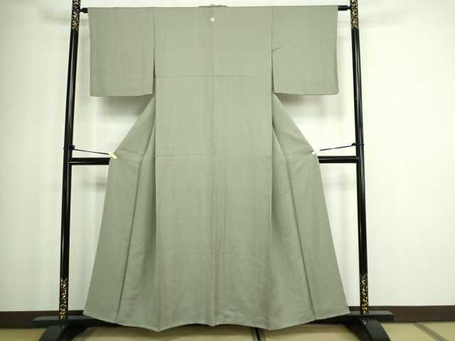 平和屋着物■上質な色無地 霞地紋 利休鼠色 正絹 逸品 DABC0155sf