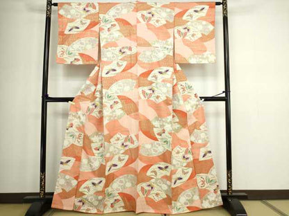 平和屋着物■上質な小紋 地紙花蝶文 金銀彩 正絹 逸品 DABC0152sf