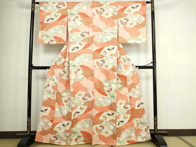 平和屋着物■上質な小紋 地紙花蝶文 金銀彩 正絹 逸品 DABC0152sf