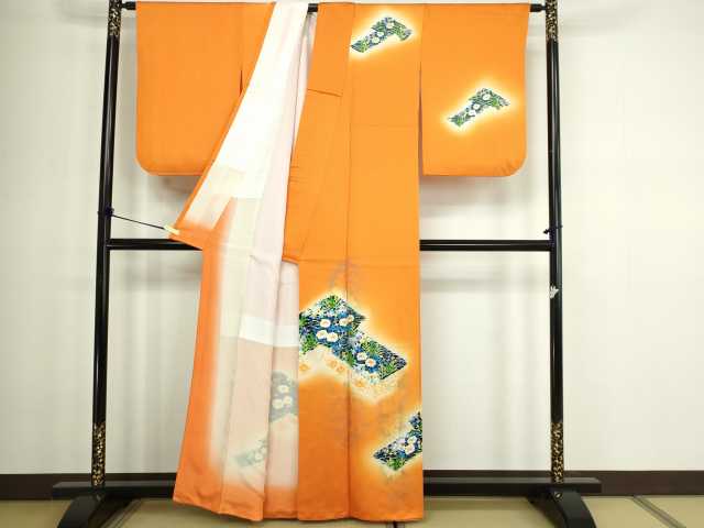 平和屋着物■訪問着 草花文 暈し染め 金彩 正絹 逸品 DABC0166sf