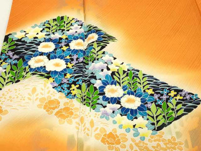 平和屋着物■訪問着 草花文 暈し染め 金彩 正絹 逸品 DABC0166sf