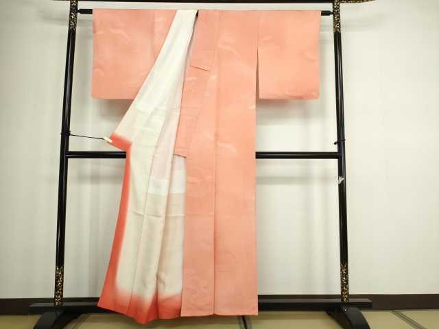 平和屋着物■上質な小紋 地紋起こし 霞文 暈し染め 正絹 逸品 DABC0156sf