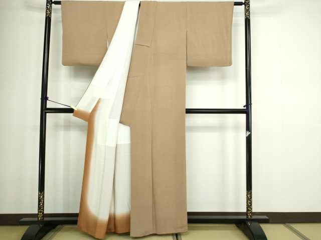 平和屋着物■上質な色無地 霞地紋 焦香色 正絹 逸品 DABC0157sf