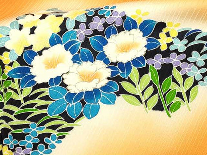 平和屋着物■訪問着 草花文 暈し染め 金彩 正絹 逸品 DABC0166sf