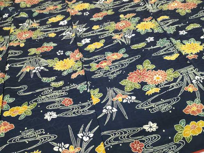 平和屋着物■上質な小紋 流水草花文 正絹 逸品 DABC0179sf
