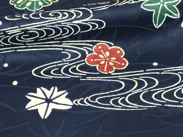 平和屋着物■上質な小紋 流水草花文 正絹 逸品 DABC0179sf