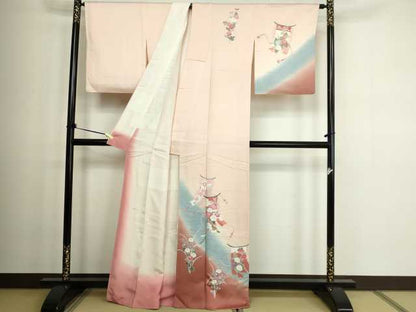 平和屋着物■訪問着 誰が袖花鳥文 暈し染め 正絹 逸品 DABC0189sf