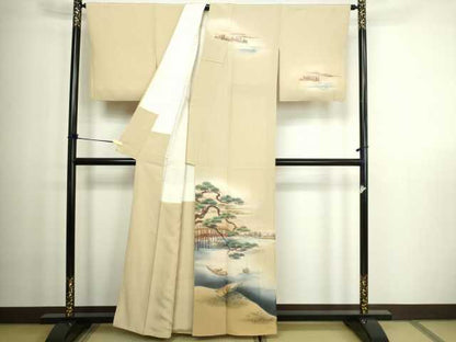 平和屋着物■訪問着 手描き 風景文 暈し染め 金彩 正絹 逸品 DABC0211sf