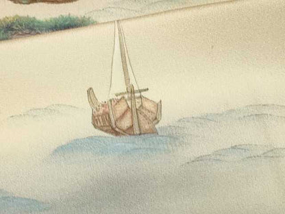 平和屋着物■訪問着 手描き 風景文 暈し染め 金彩 正絹 逸品 DABC0211sf