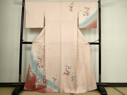 平和屋着物■訪問着 誰が袖花鳥文 暈し染め 正絹 逸品 DABC0189sf
