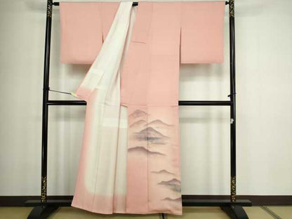 平和屋着物■色留訪問着 風景飛鳥文 暈し染め 正絹 逸品 DABC0216sf