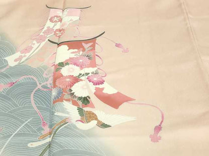 平和屋着物■訪問着 誰が袖花鳥文 暈し染め 正絹 逸品 DABC0189sf