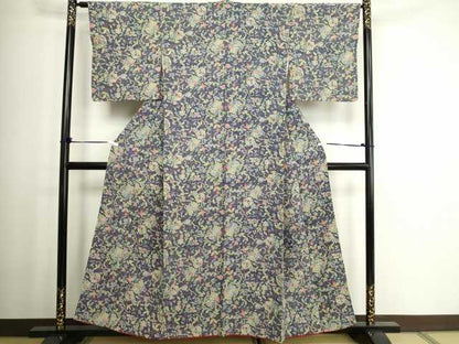 平和屋着物■上質な小紋 花唐草文 正絹 逸品 DABC0215sf