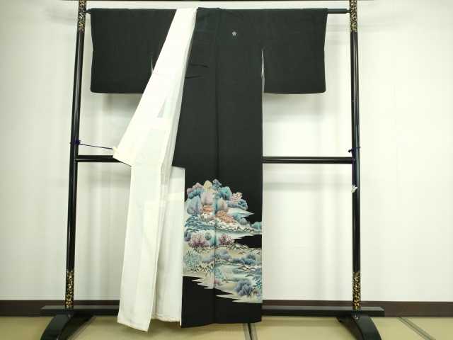 平和屋着物■豪華黒留袖　風景文　金彩　正絹　逸品　DABC0219sf