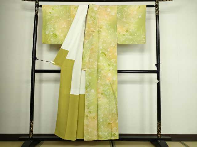 平和屋着物■上質な小紋 草花文 暈し染め 正絹 逸品 DABC0186sf