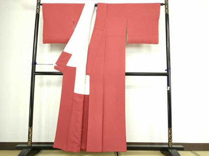 平和屋着物■上質な色無地 作家物 赤丹色 正絹 逸品 DABC0239sf