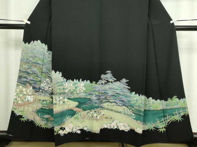平和屋着物■豪華黒留袖 風景文 正絹 逸品 DABC0247sf