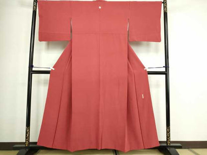 平和屋着物■上質な色無地 作家物 赤丹色 正絹 逸品 DABC0239sf