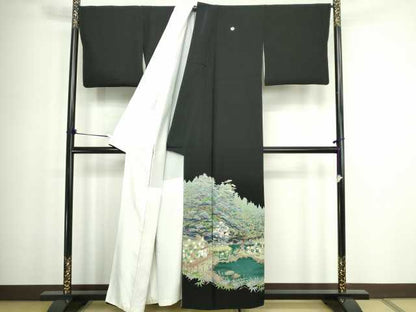 平和屋着物■豪華黒留袖 風景文 正絹 逸品 DABC0247sf
