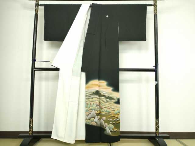 平和屋着物■豪華黒留袖 風景文 暈し染め 金彩 正絹 逸品 DABC0254sf