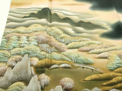 平和屋着物■豪華黒留袖 風景文 暈し染め 金彩 正絹 逸品 DABC0254sf
