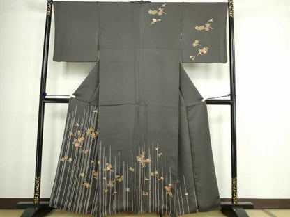 平和屋着物■訪問着 駒刺繍 枝花文 金彩 正絹 逸品 DABC0235sf