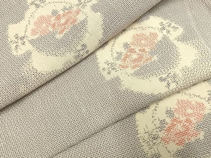 平和屋着物＊夏物 本場大島紬 夏大島 白大島 雪輪花文 正絹 逸品 未使用 AABF5758fy