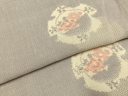 平和屋着物＊夏物 本場大島紬 夏大島 白大島 雪輪花文 正絹 逸品 未使用 AABF5758fy