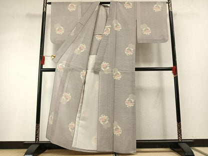 平和屋着物＊夏物 本場大島紬 夏大島 白大島 雪輪花文 正絹 逸品 未使用 AABF5758fy