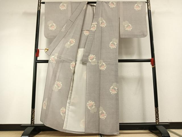 平和屋着物＊夏物 本場大島紬 夏大島 白大島 雪輪花文 正絹 逸品 未使用 AABF5758fy