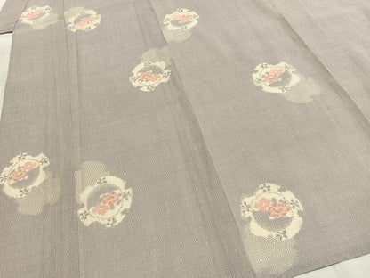 平和屋着物＊夏物 本場大島紬 夏大島 白大島 雪輪花文 正絹 逸品 未使用 AABF5758fy
