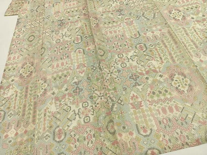 平和屋着物＊夏物　本場大島紬　夏大島　幾何学文様　正絹　逸品　AABF5813fy