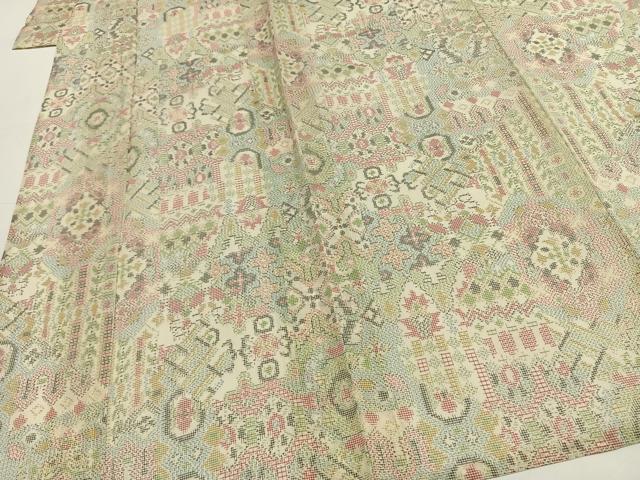 平和屋着物＊夏物　本場大島紬　夏大島　幾何学文様　正絹　逸品　AABF5813fy