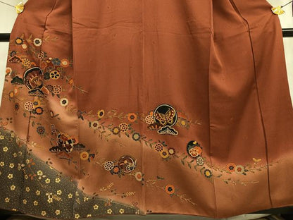 平和屋着物■訪問着 花蝶文 暈し染め 金彩 まるやま扱い 正絹 逸品 AABF8582oa