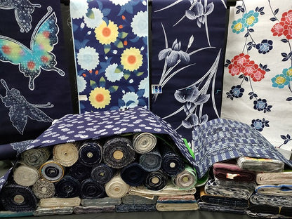 平和屋本店■浴衣反物 まとめて 45点 蝶 蜻蛉 花柄 菖蒲 火消し 纏 婦人倶楽部ゆかた など 全て未使用 ppp3391