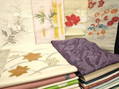 平和屋本店■夏物 名古屋帯 絽 紗 まとめて 50点 花柄 羅 絽綴れ 作家物 手描き 駒刺繍 金銀糸 花柄 など 未使用品あり 全て正絹 se3952