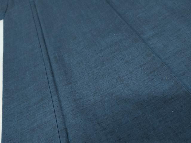 平和屋着物●男性 紬 色無地 紺青色 キングサイズ 正絹 逸品 AABF9083cs
