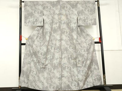 平和屋着物●本場大島紬　白大島　総絣　枝花文　正絹　逸品　AABF9090cs