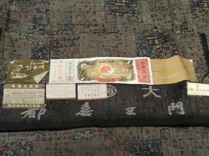 平和屋着物●都喜ヱ門　本場大島紬　カタス9マルキ　モザイク文化　藤絹織物謹製　証紙付き　正絹　逸品　未使用　AABF9086cs